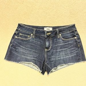 PAIGE The Catalina Cotton Denim Jean Shorts Dark Wash Mid Rise 26